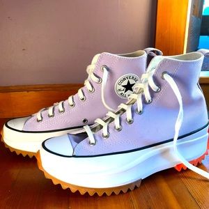 Lavender platform high top converse